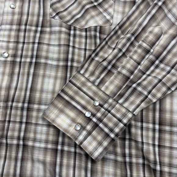 Plains Western Wear Men's XL Plaid Pearl Snap Shirt Cowboy Stage Coach Gray - Picture 3 of 6